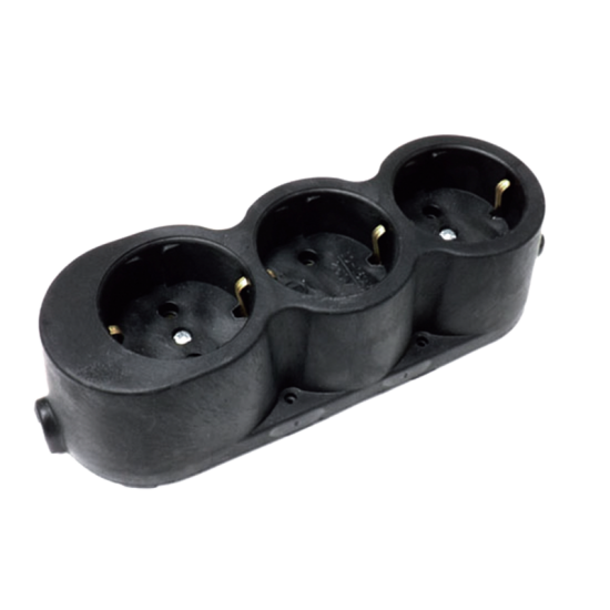 RUBBER MULTISOCKET TRIPLE 16A BLACK RUBBER MULTISOCKET TRIPLE 16A BLACK