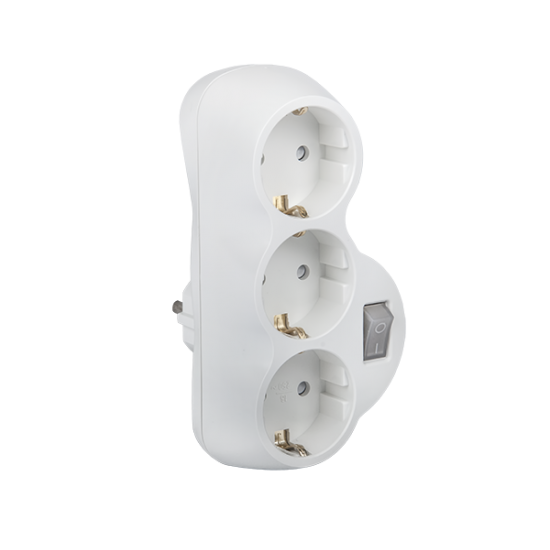 ADAPTOR TRIPLU ALB CU CHEIE ADAPTOR TRIPLU ALB CU CHEIE