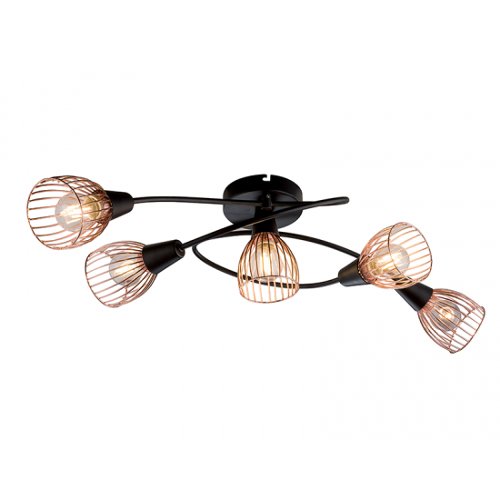 LUSTRA 5XE14 AMBIX NEGRU/CUPRU LUSTRA 5XE14 AMBIX NEGRU/CUPRU