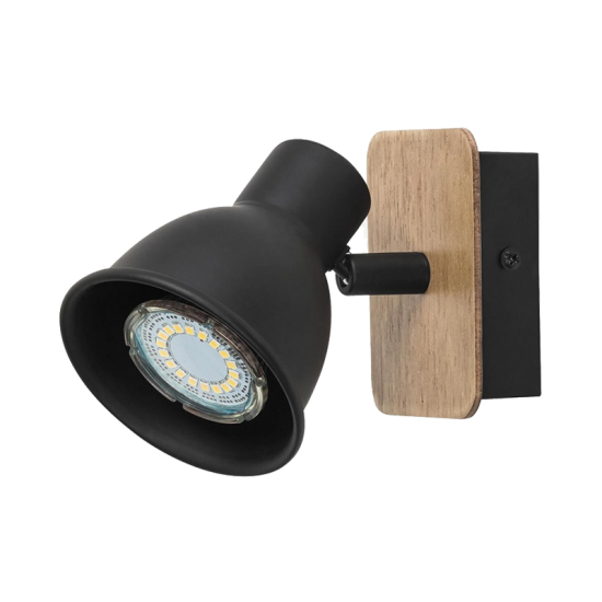 RIKO SPOT 1xGU10 NEGRU/LEMN RIKO SPOT 1xGU10 NEGRU/LEMN