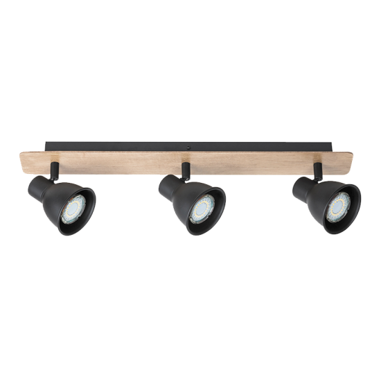 RIKO SPOT 3xGU10 NEGRU/LEMN RIKO SPOT 3xGU10 NEGRU/LEMN