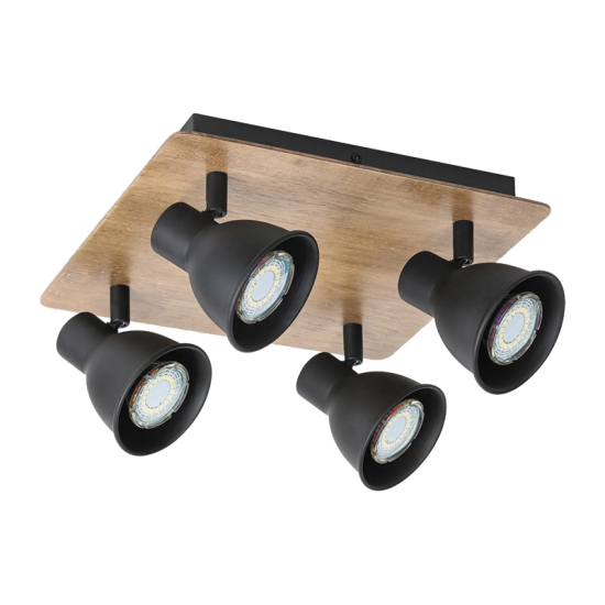 RIKO SPOT 4xGU10 NEGRU/LEMN RIKO SPOT 4xGU10 NEGRU/LEMN