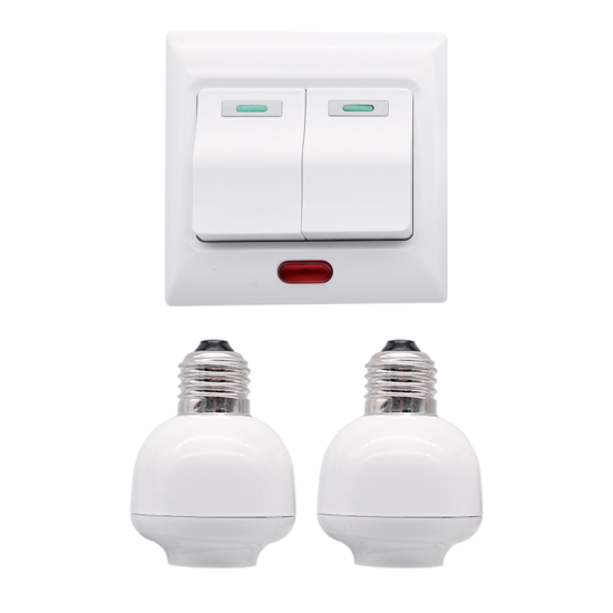 INTRERUPATOR TELECOMANDA RF DOUA CANALE CU SUPORT BEC E27 INTRERUPATOR TELECOMANDA RF DOUA CANALE CU SUPORT BEC E27