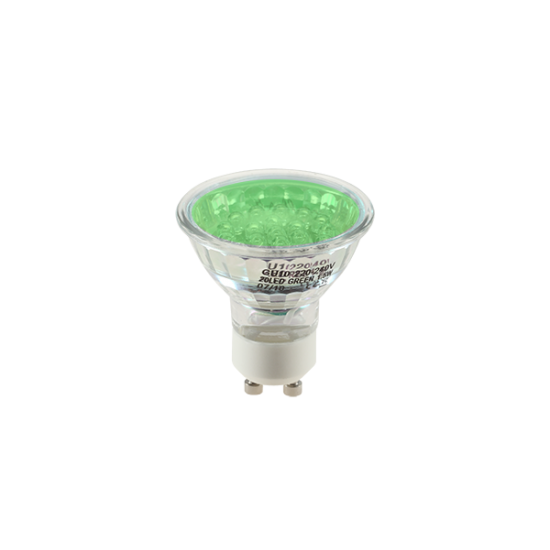 Bec cu leduri LED20 GU10,1.5W,230V lumina verde Bec cu leduri LED20 GU10,1.5W,230V lumina verde