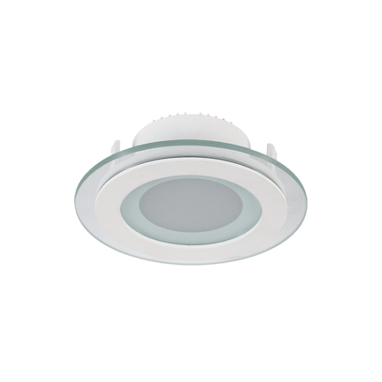 LED PANEL DE STICLA ROTUND 6W 2700K-3000K ALB D100MM  +KIT EMERGENTA