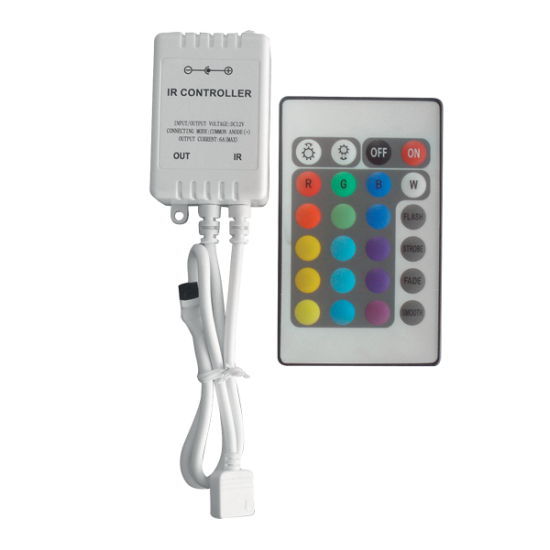 CONTROLER CU INFRAROSU LEDRGB 12V 6A 24 BUTOANE CONTROLER CU INFRAROSU LEDRGB 12V 6A 24 BUTOANE