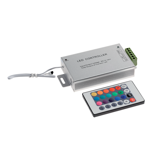 CONTROLER PENTRU BANDA LED RGB CU INFRAROSU 24 BUTOANE 12V 12A CONTROLER PENTRU BANDA LED RGB CU INFRAROSU 24 BUTOANE 12V 12A
