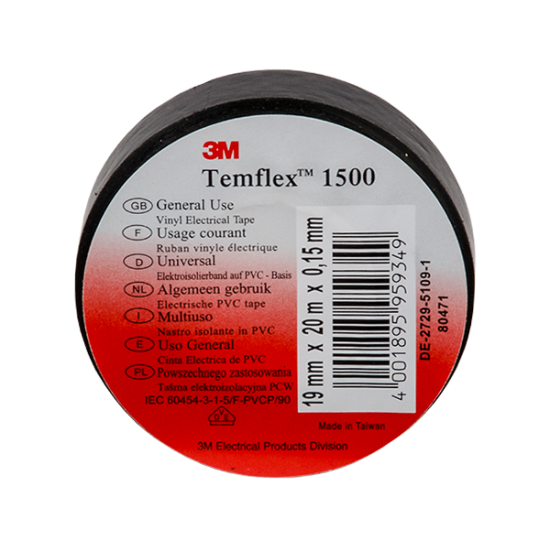 BANDA IZOLATIE TEMFLEX 1500 20M/19MM NEGRU BANDA IZOLATIE TEMFLEX 1500 20M/19MM NEGRU